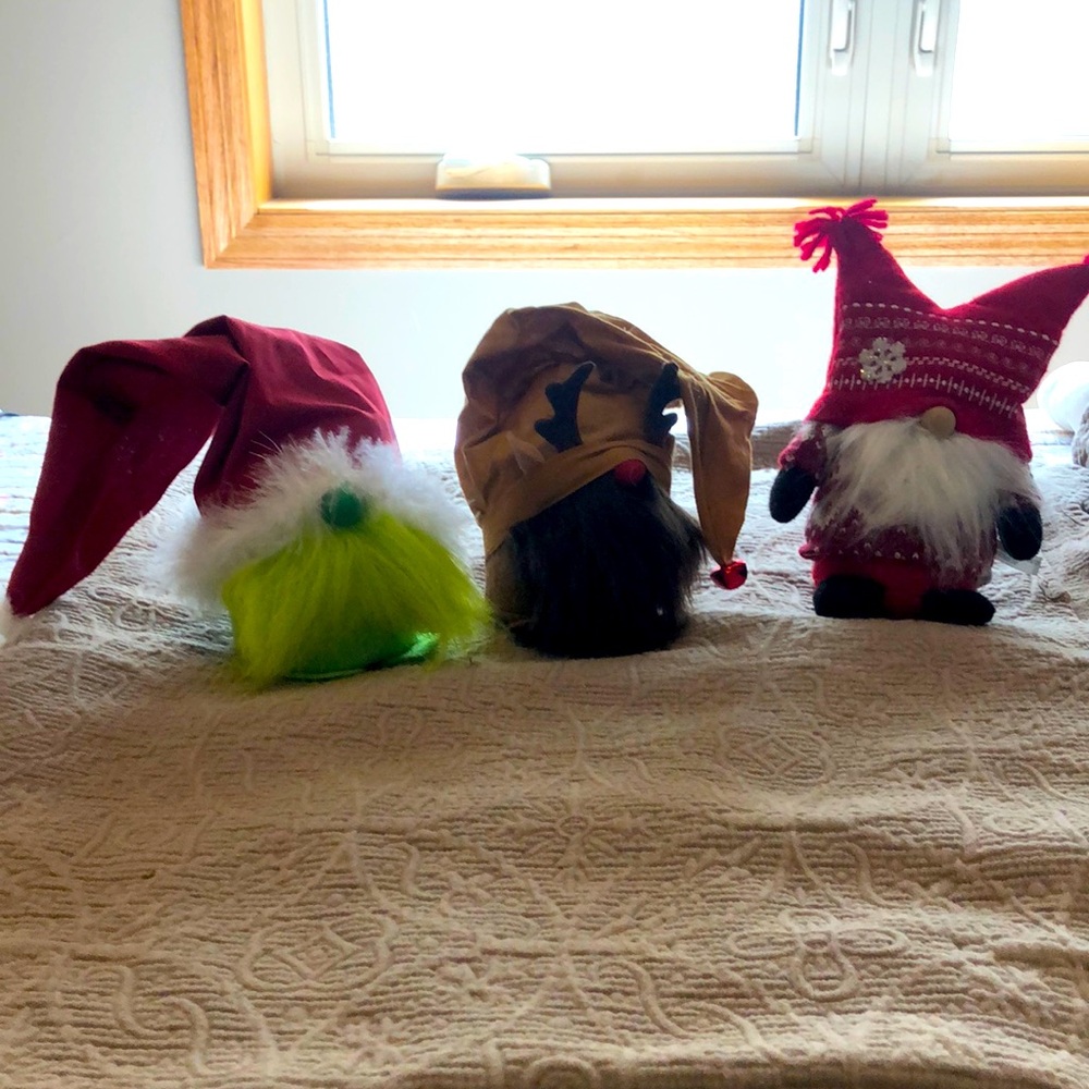 Festive Gnome Trio with Red and Green Accents